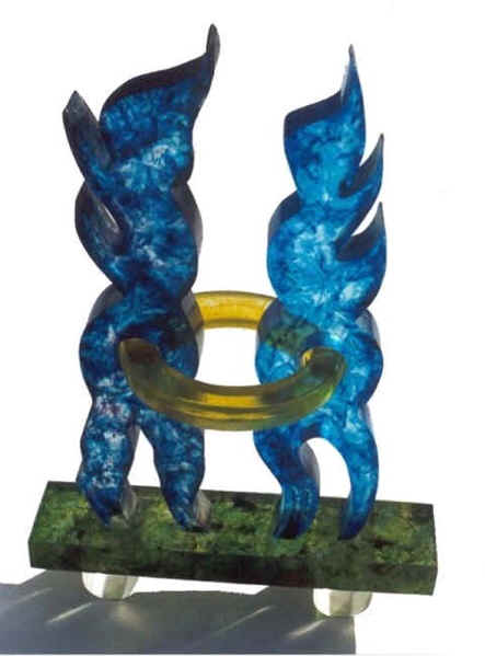 Verre contemporain, sculpture en pte de verre